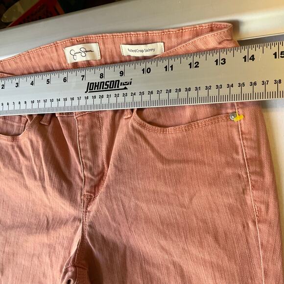 Jessica Simpson Rolled Crop Skinny Jeans size 4/27 Pink Mid Rise Stretch - Picture 3 of 11